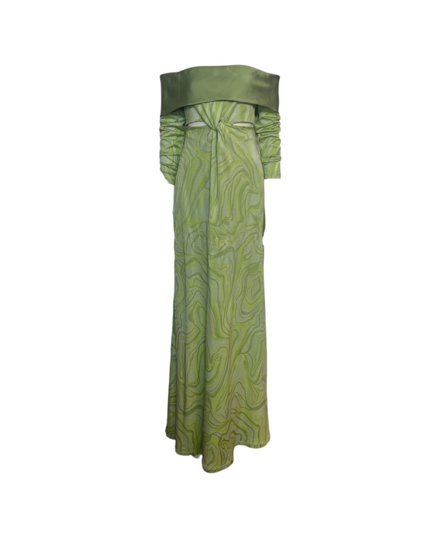 sorella vestido maxi verde con cut out