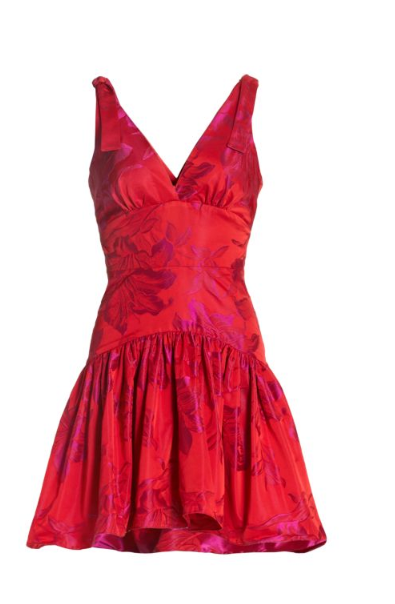 Solferino Floral Jacquard Minidress.