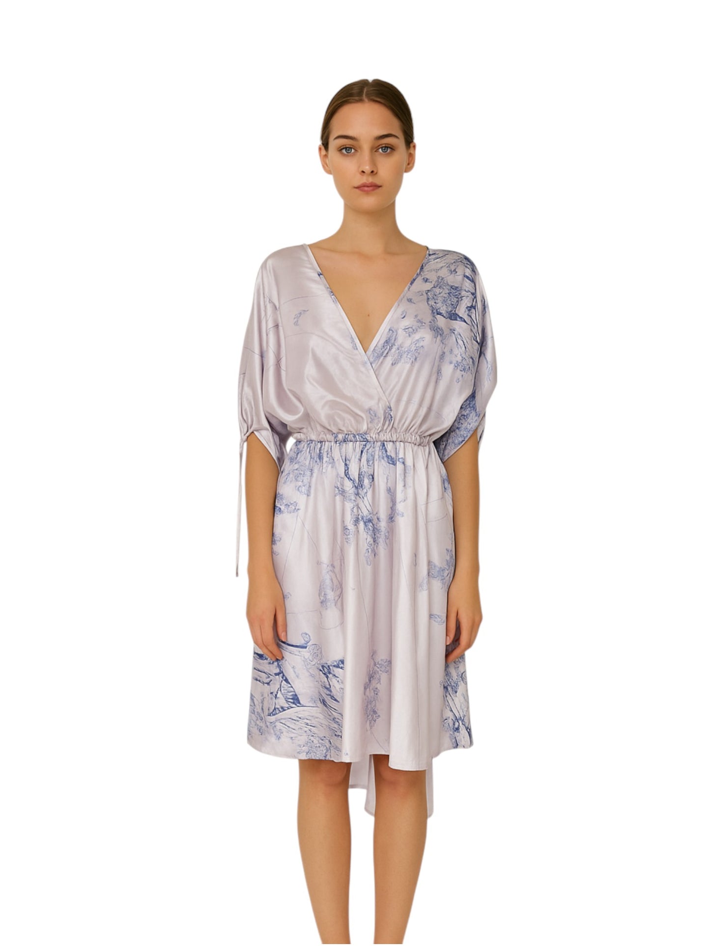 Dress midi en seda LILA