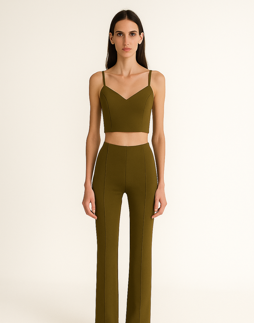 set pantalon y top verde militar