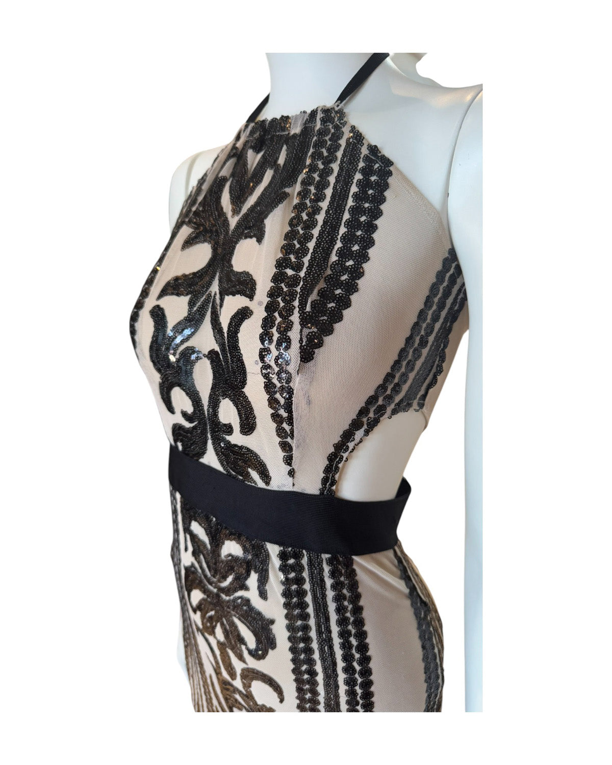 Vestido negro beige