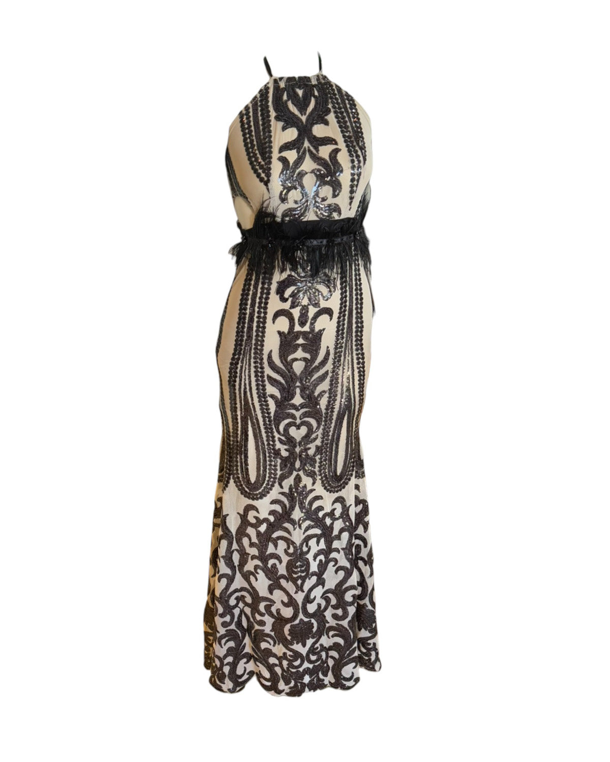 Vestido negro beige