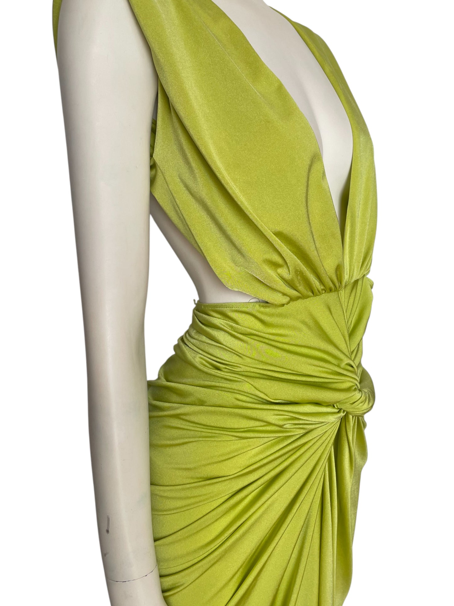 Mia Midi Satin Dress in Green