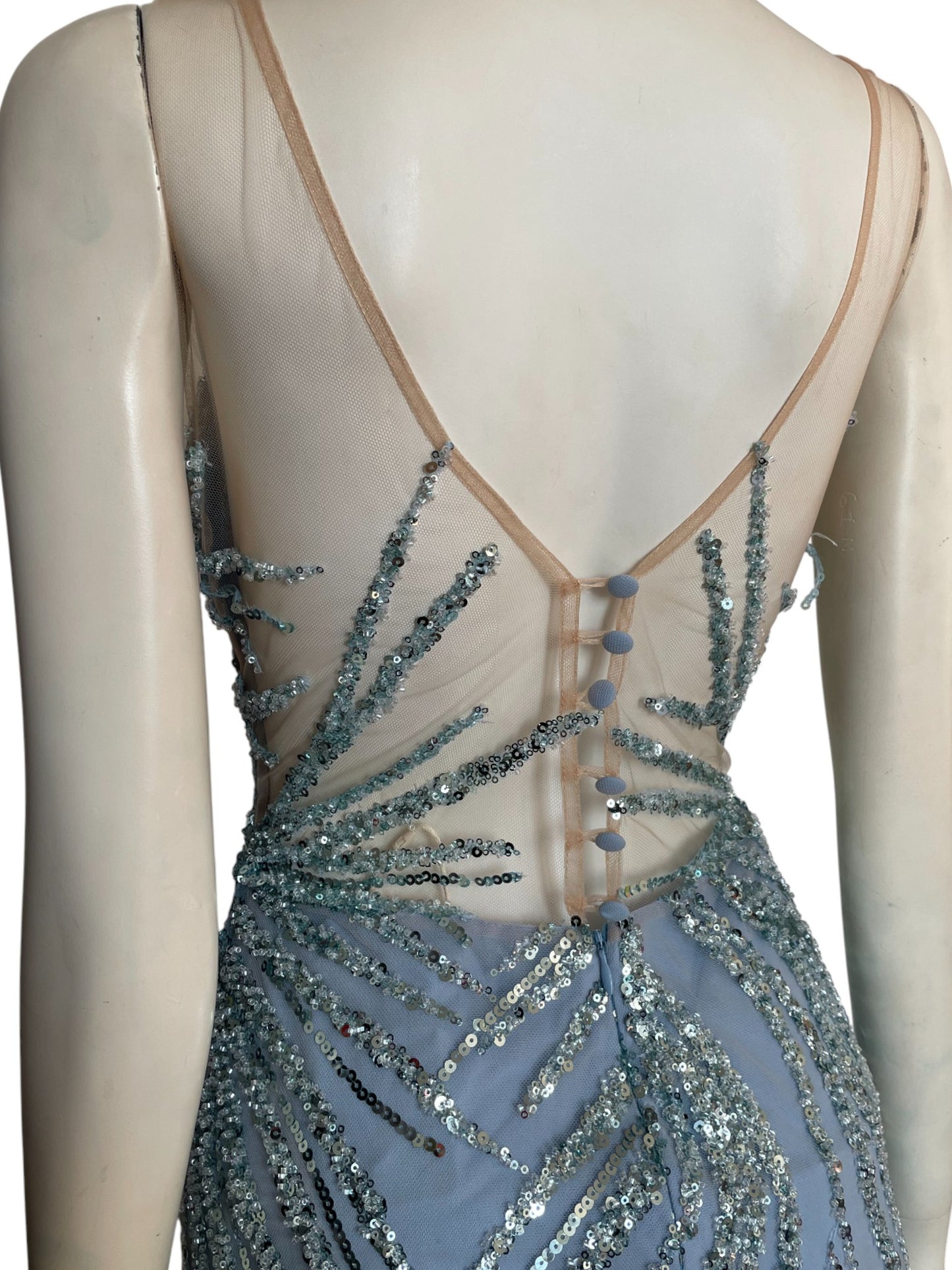 vestido maxi babyblue recamado