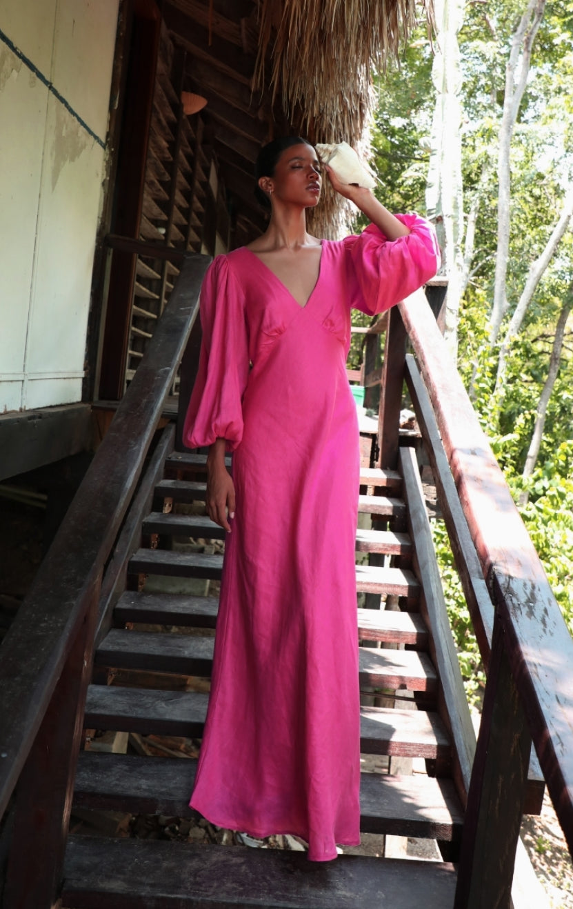vestido maxi rosella pink