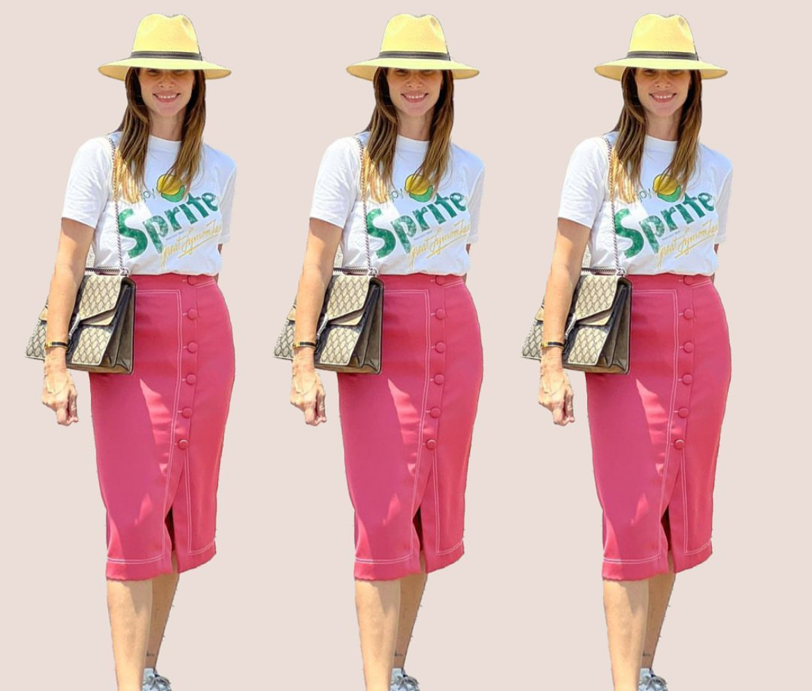 falda fucsia midi