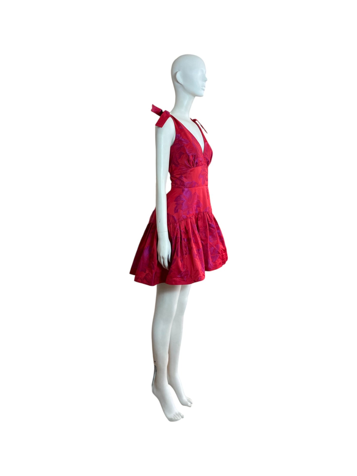 Solferino Floral Jacquard Minidress.