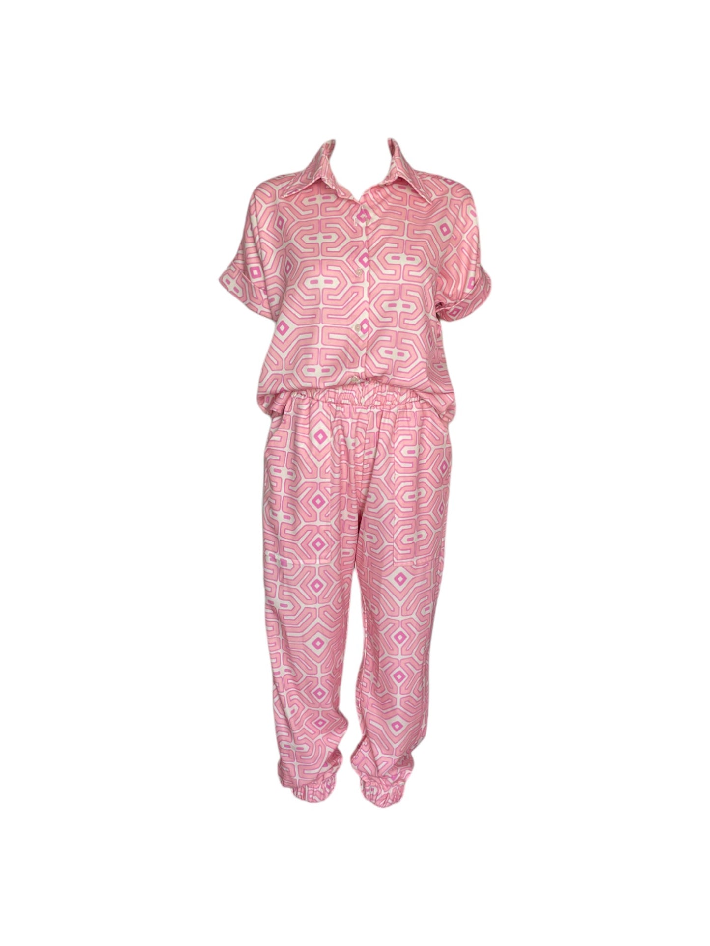 Set Rosa figuras pantalon y camisa de mangas