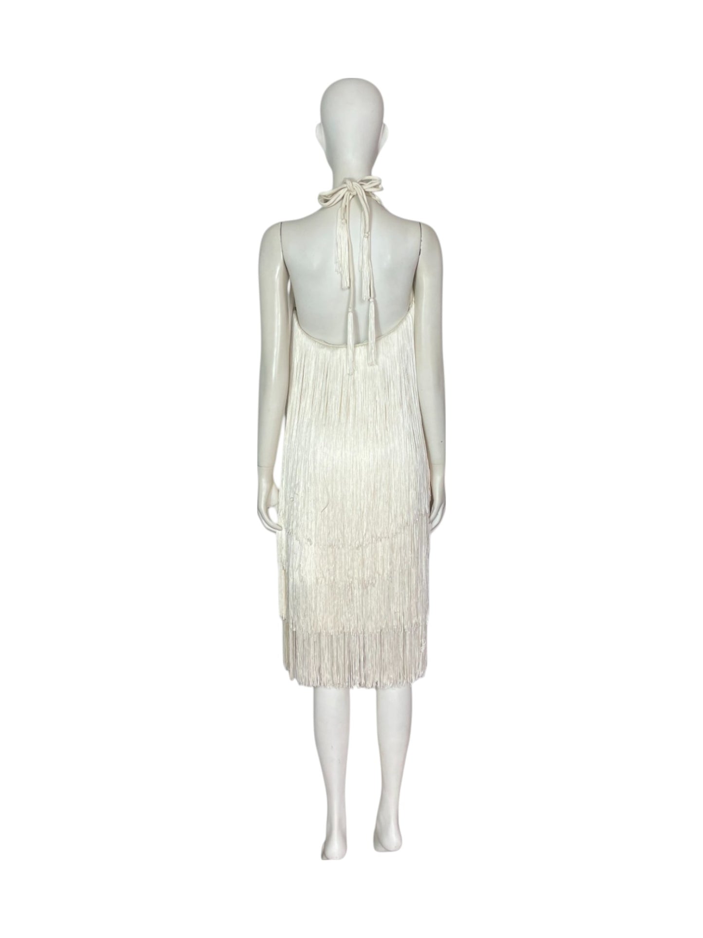 Tybko Fringed Midi Dress blanco