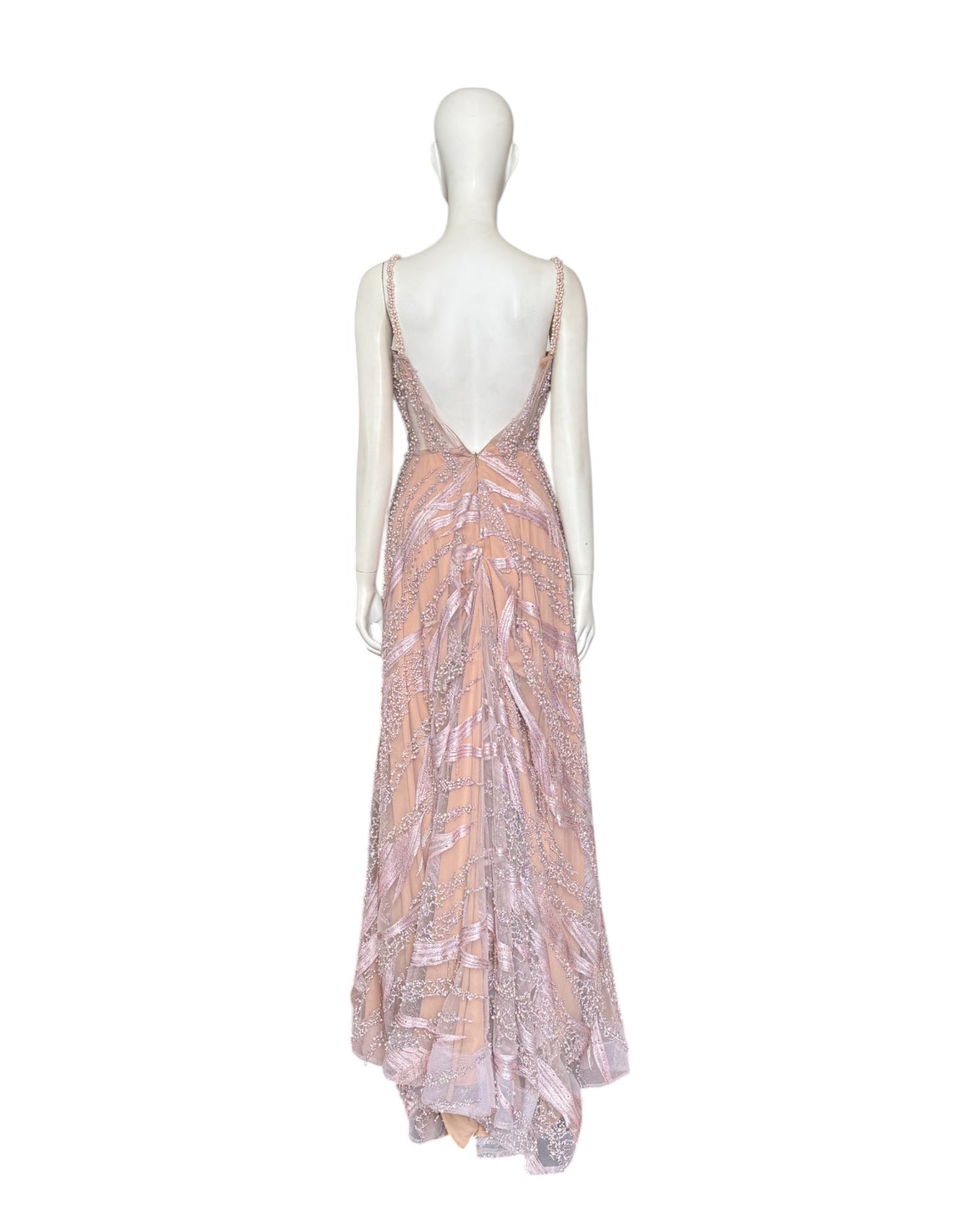 Vestido palo rosa recamado