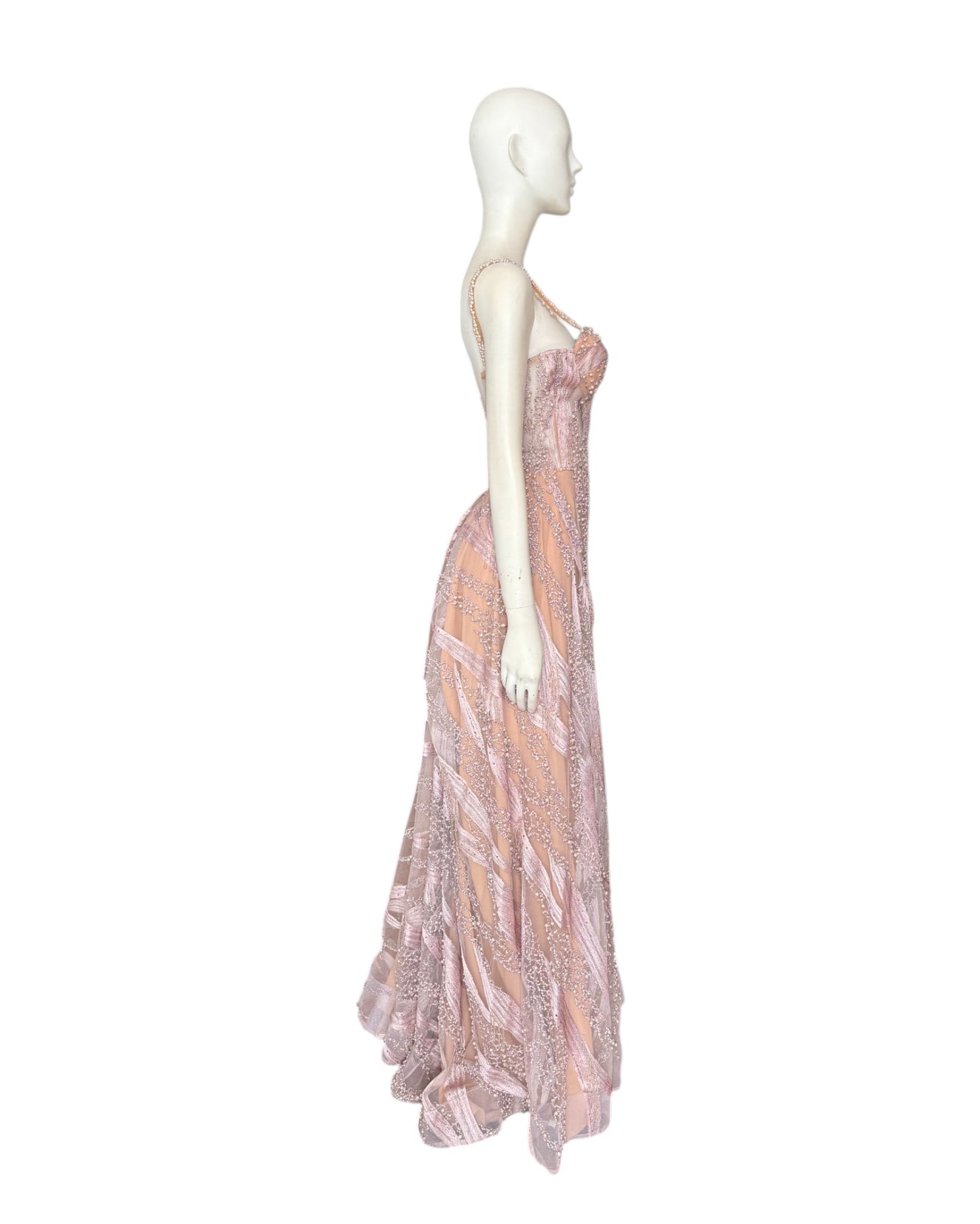 Vestido palo rosa recamado