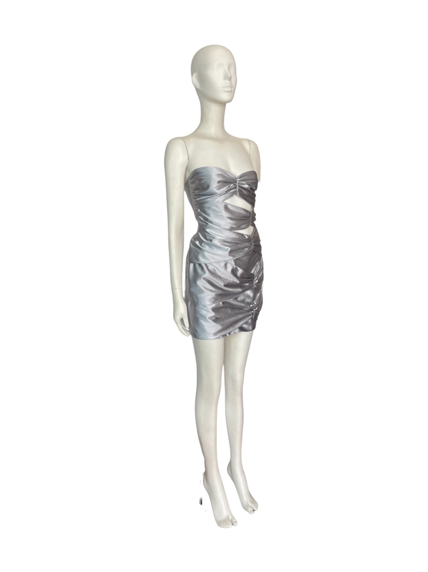 Mini dres plateado efecto metalizado