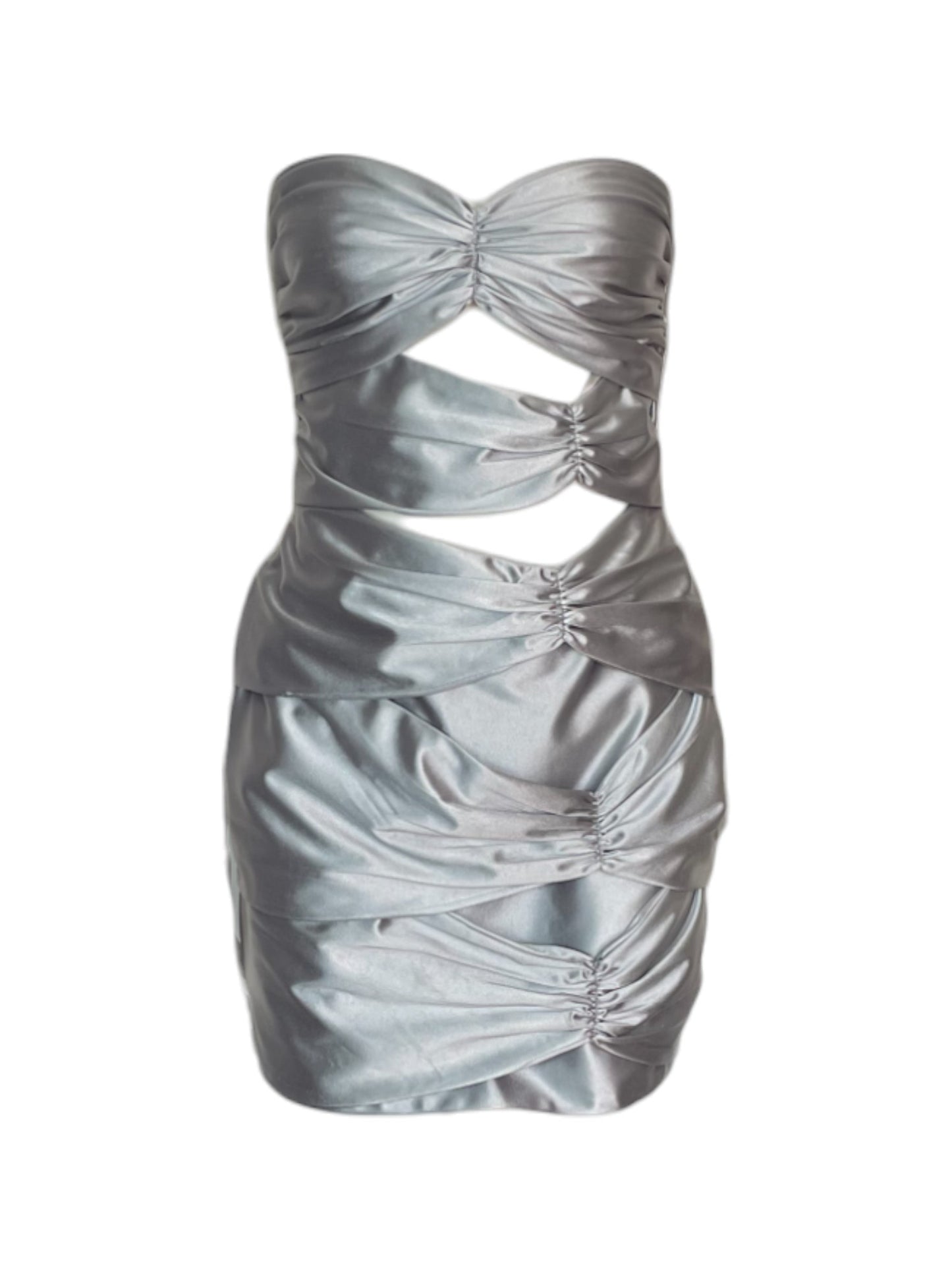 Mini dres plateado efecto metalizado