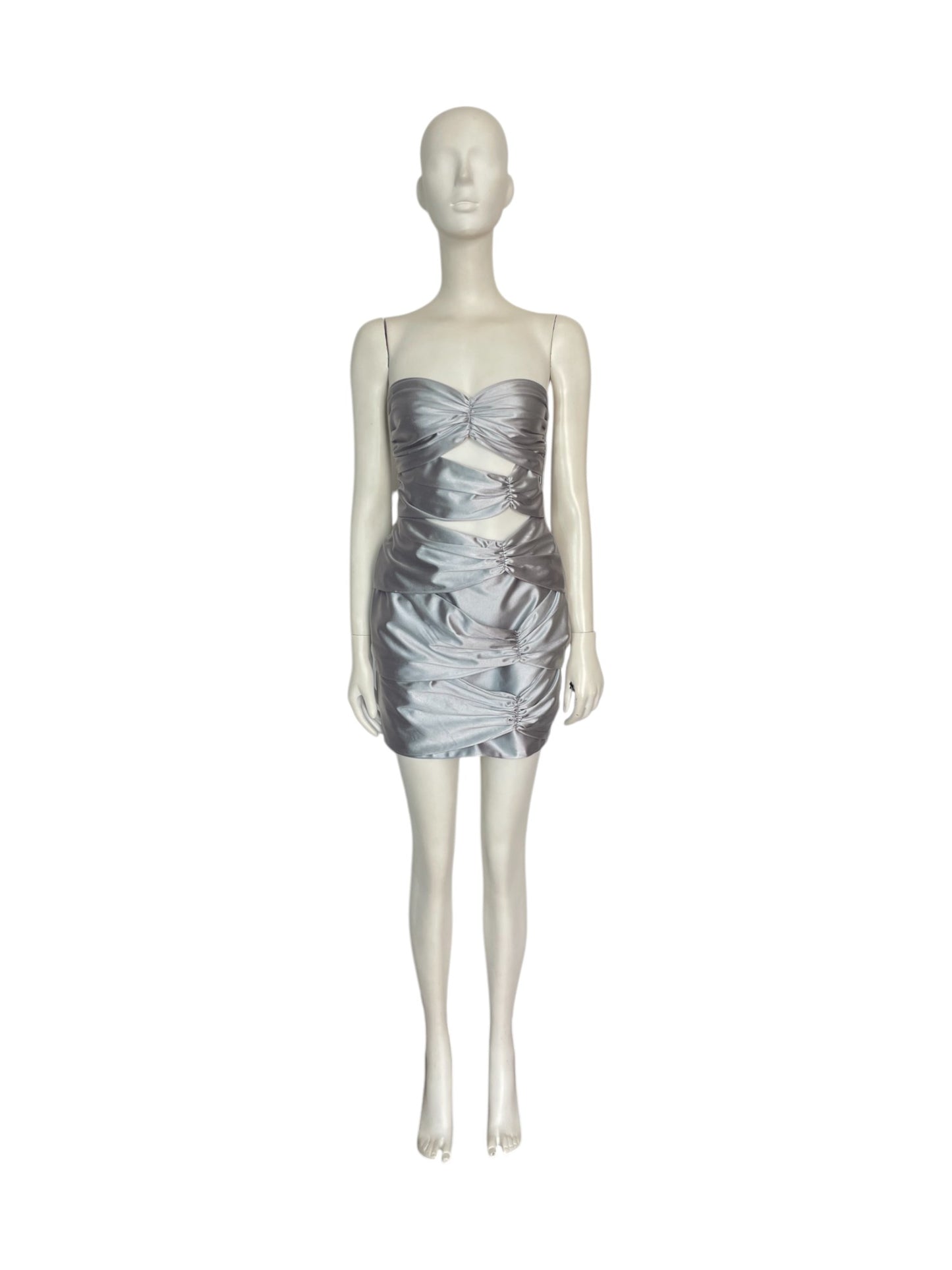Mini dres plateado efecto metalizado