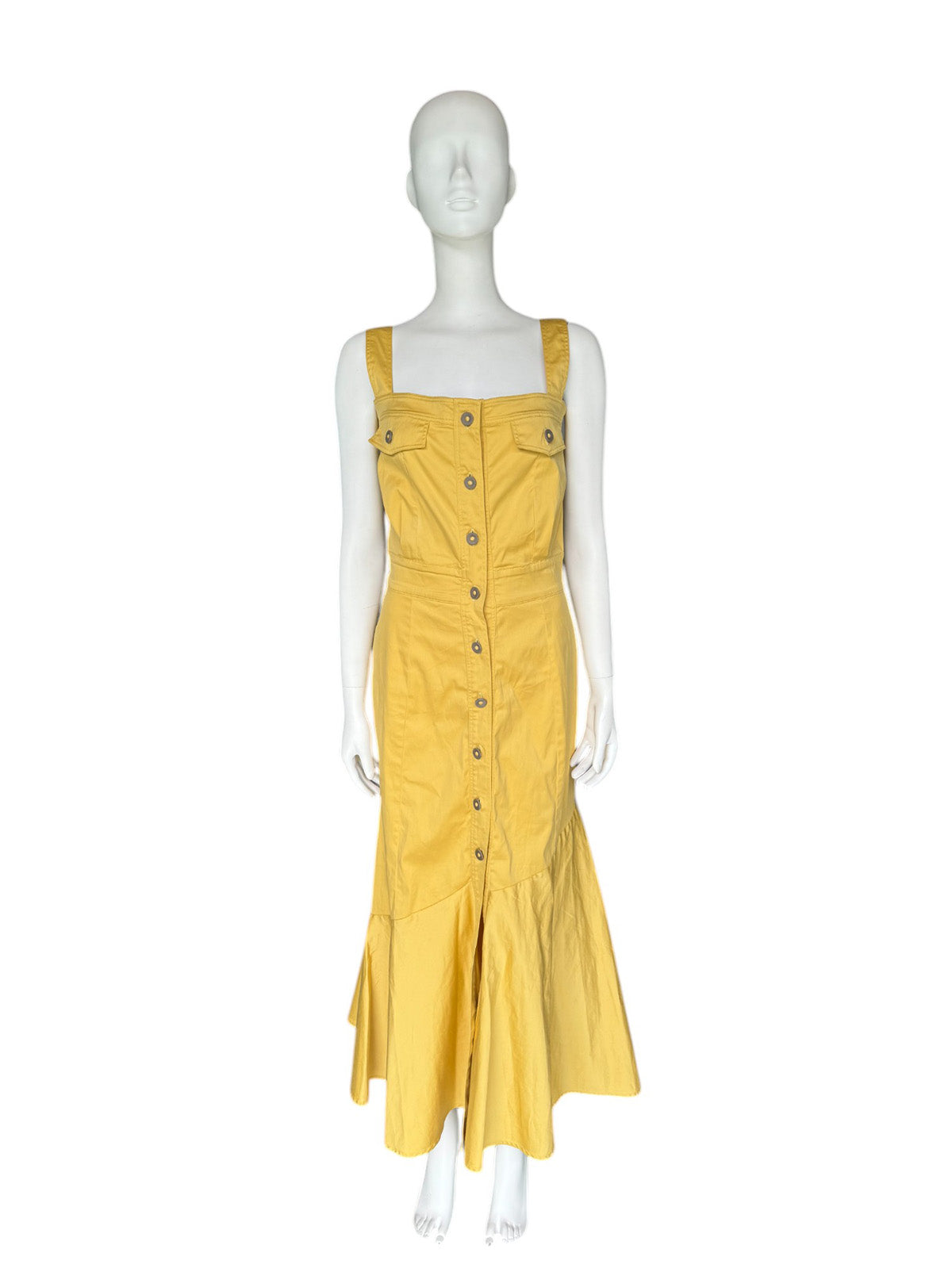 Vestido maxi mostaza