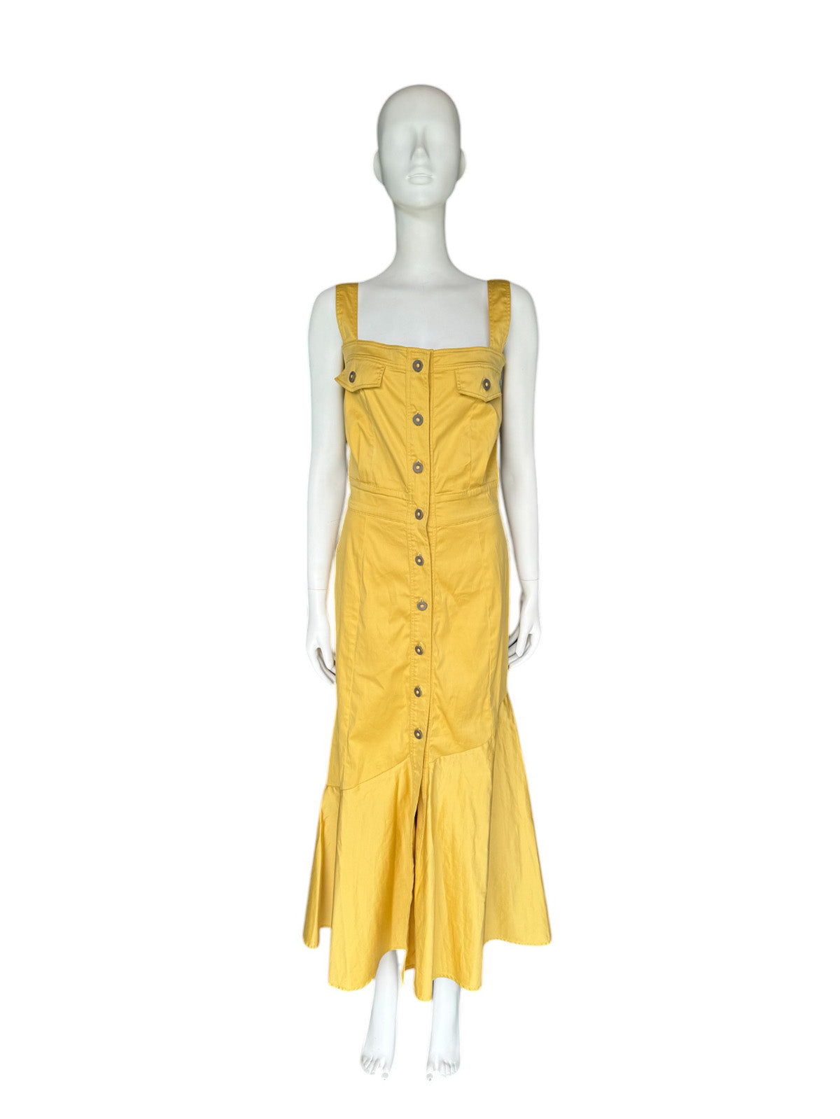 Vestido maxi mostaza