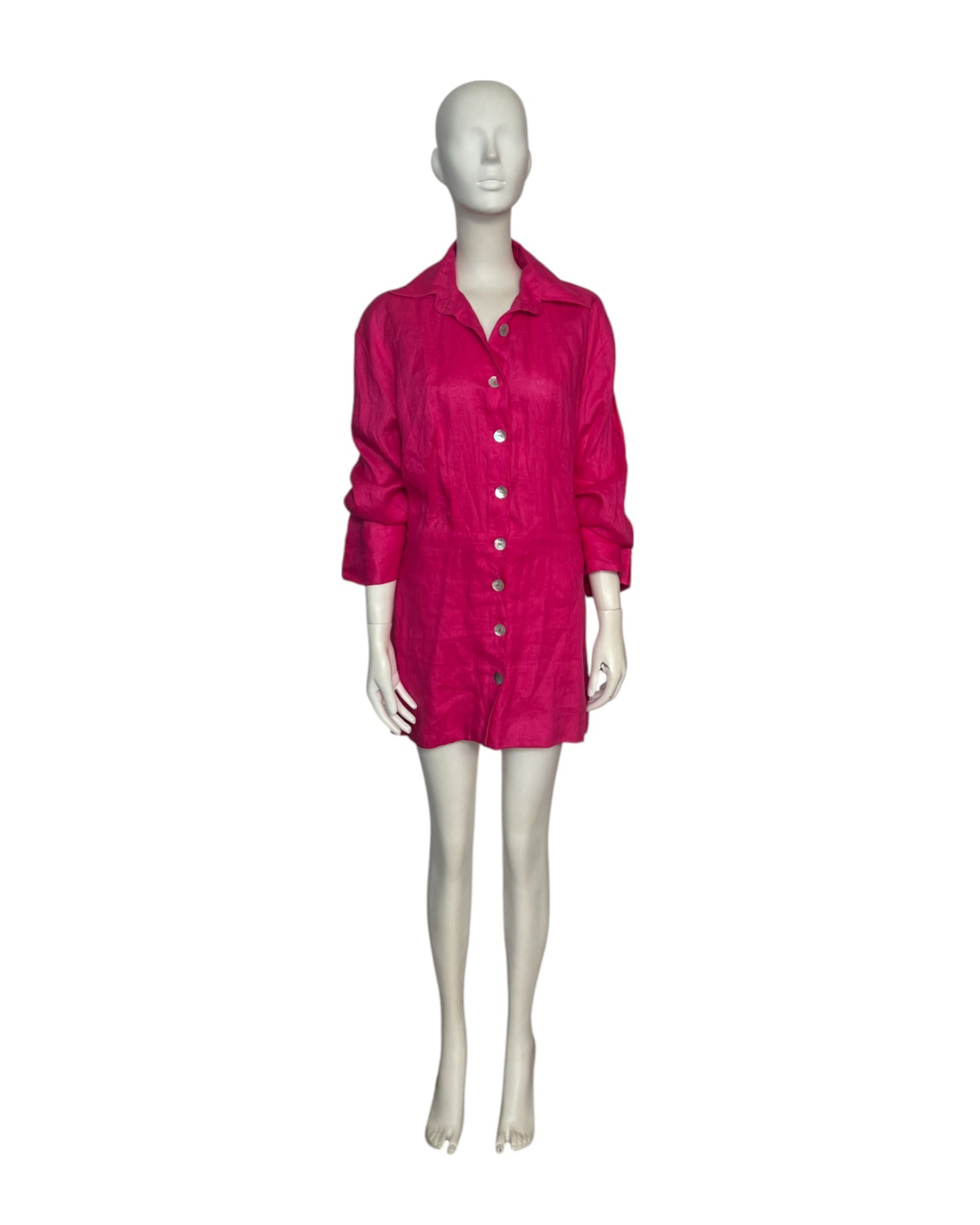 Vestido mini fucsia con mangas