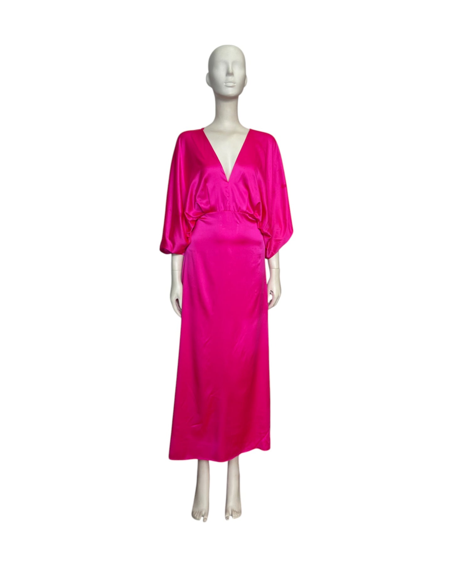 maxi dress seda fucsia