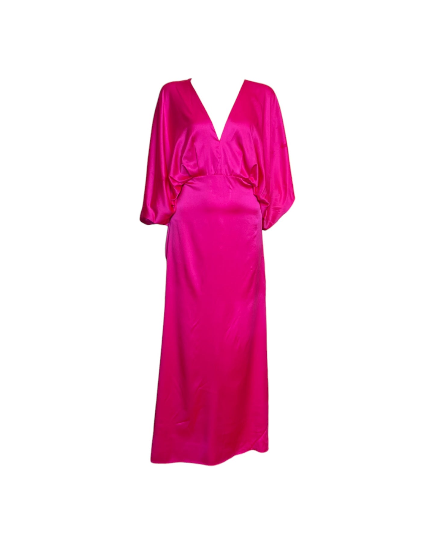 maxi dress seda fucsia