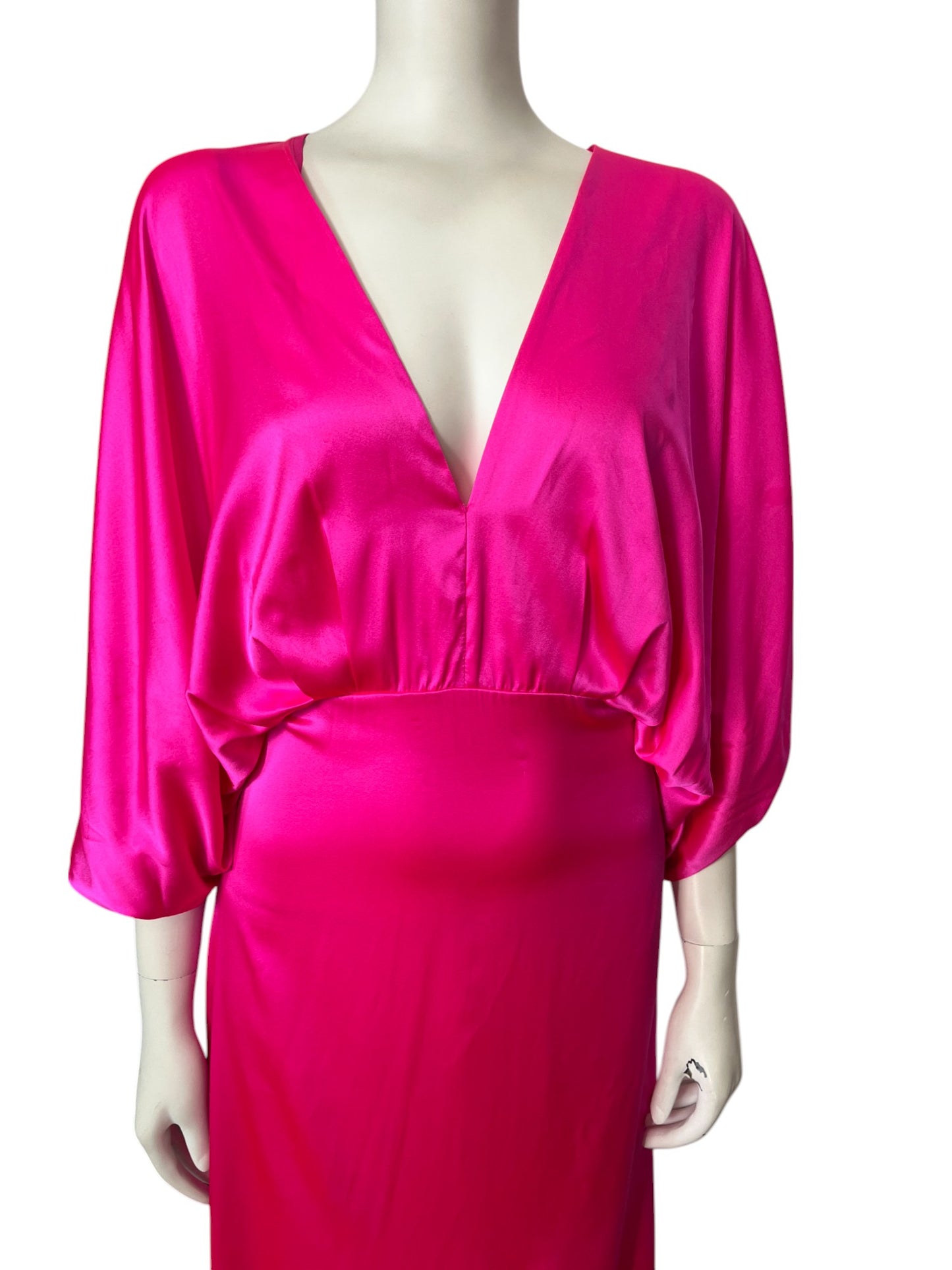 maxi dress seda fucsia