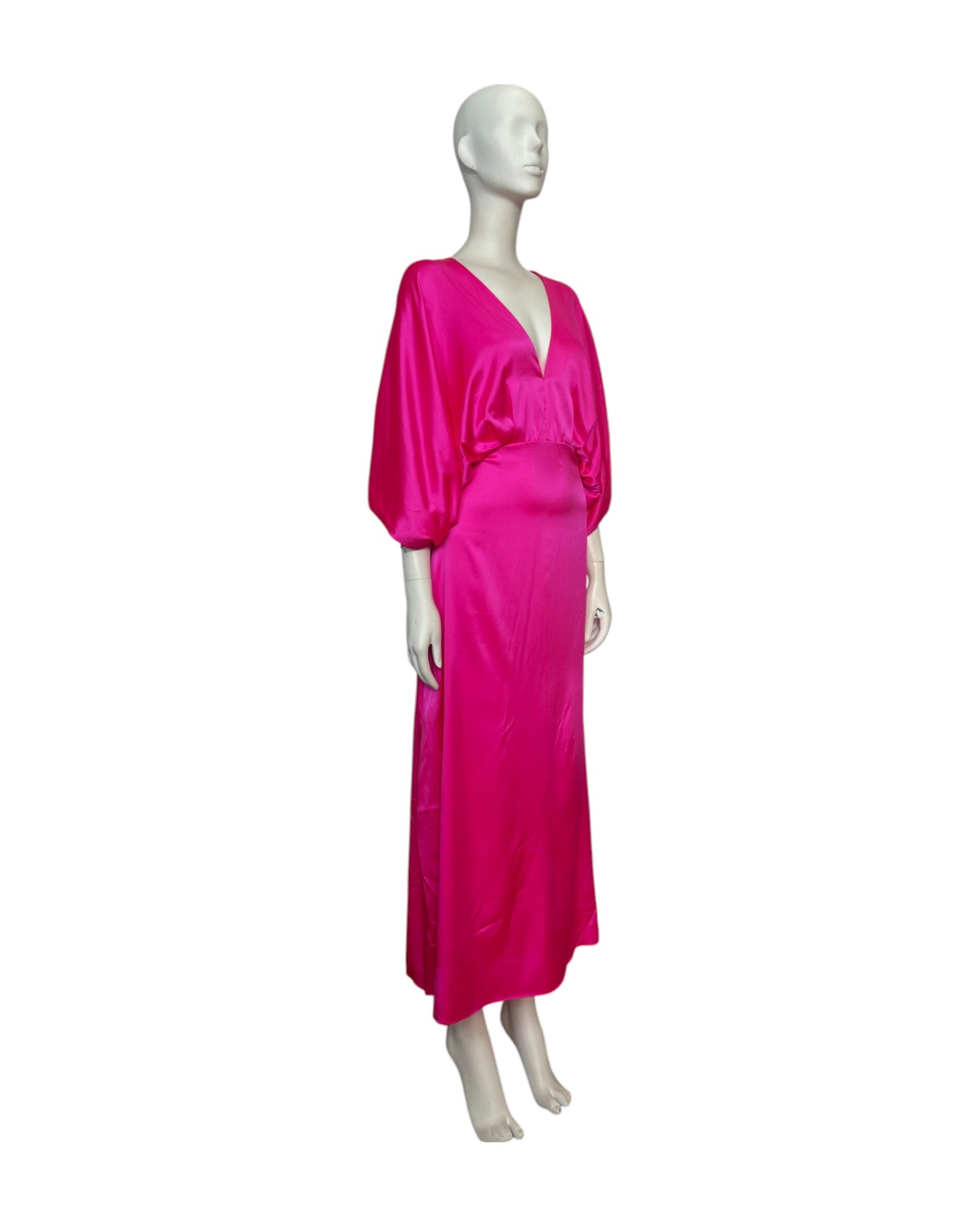 maxi dress seda fucsia