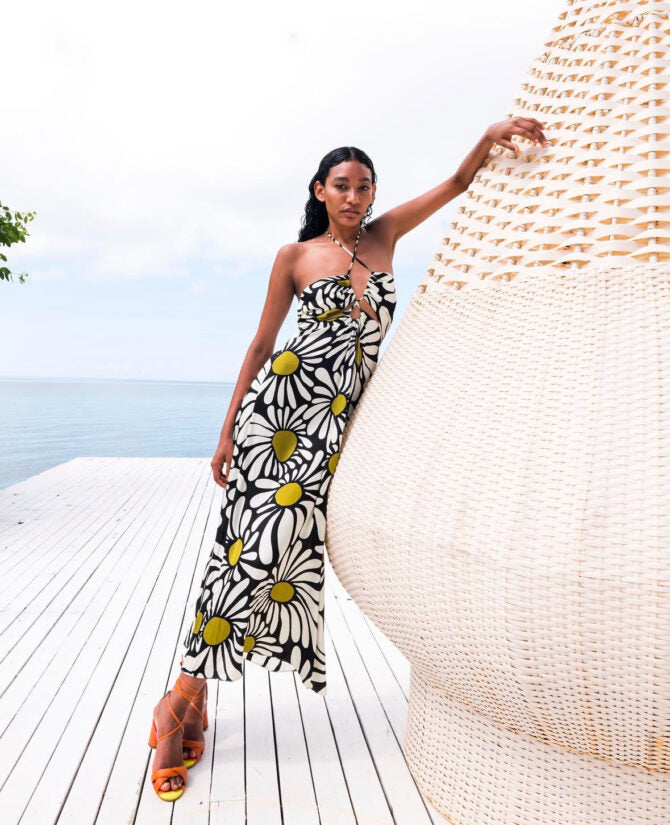 Vestido midi margaritas