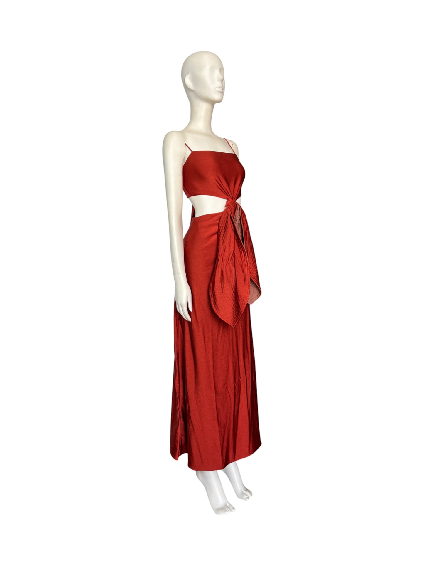 vestido lazo terracota