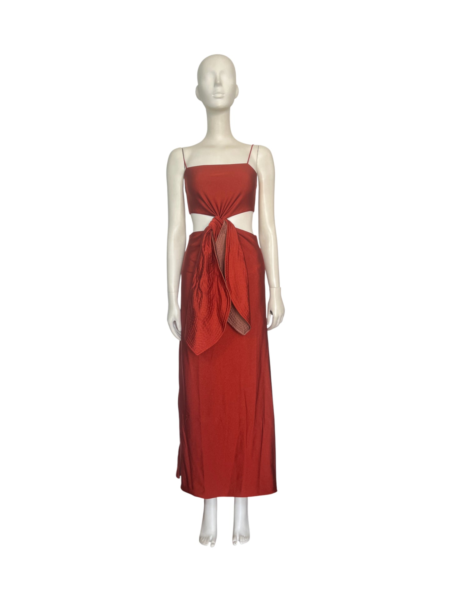 vestido lazo terracota
