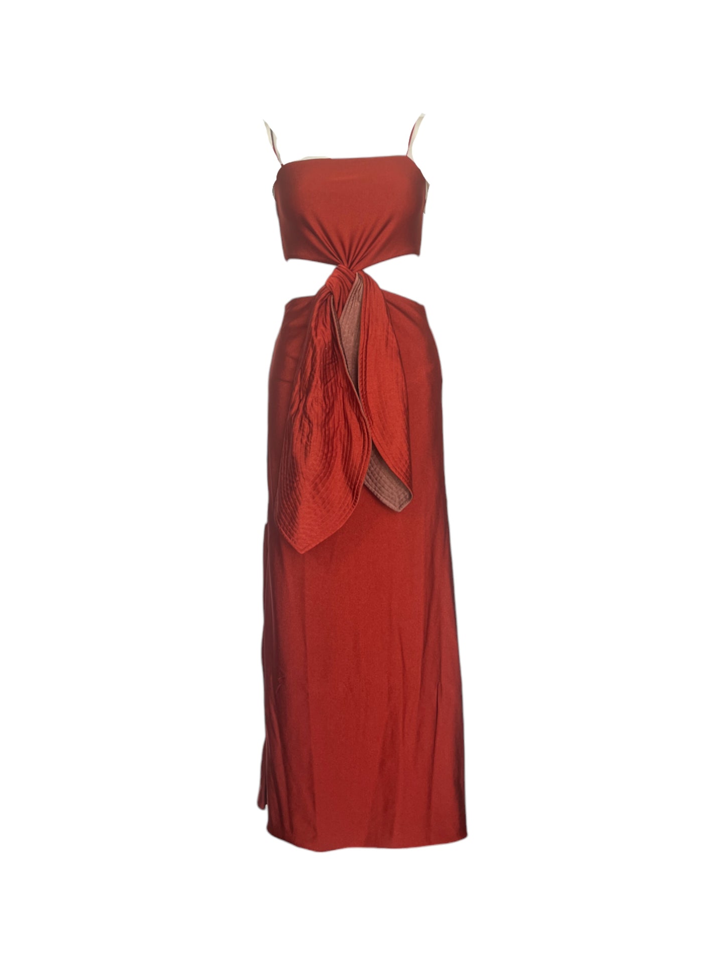 vestido lazo terracota
