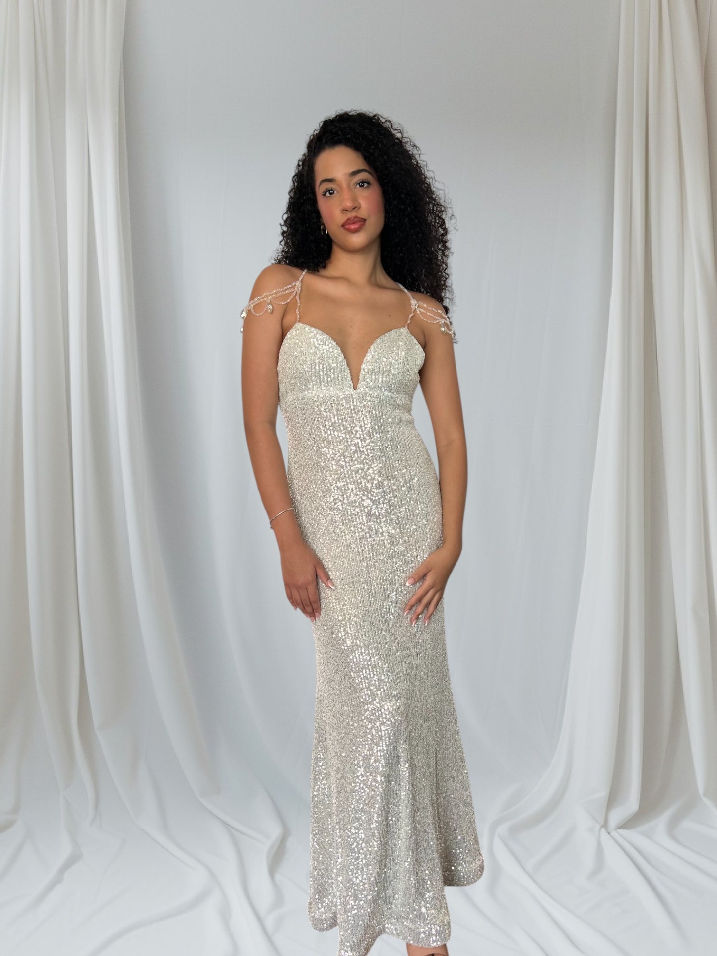Vestido fiesta plata