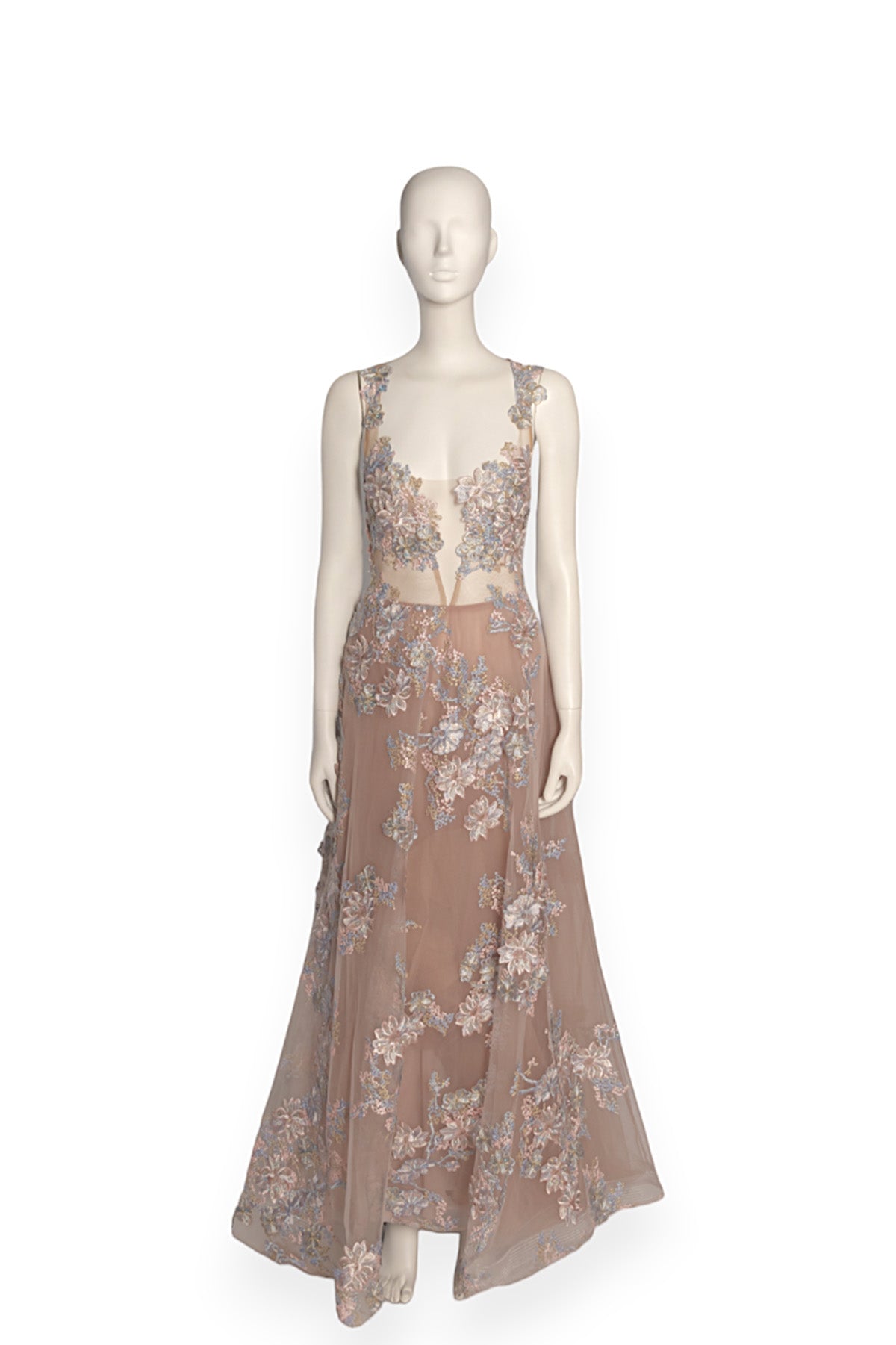 Vestido de fiesta apliques florales