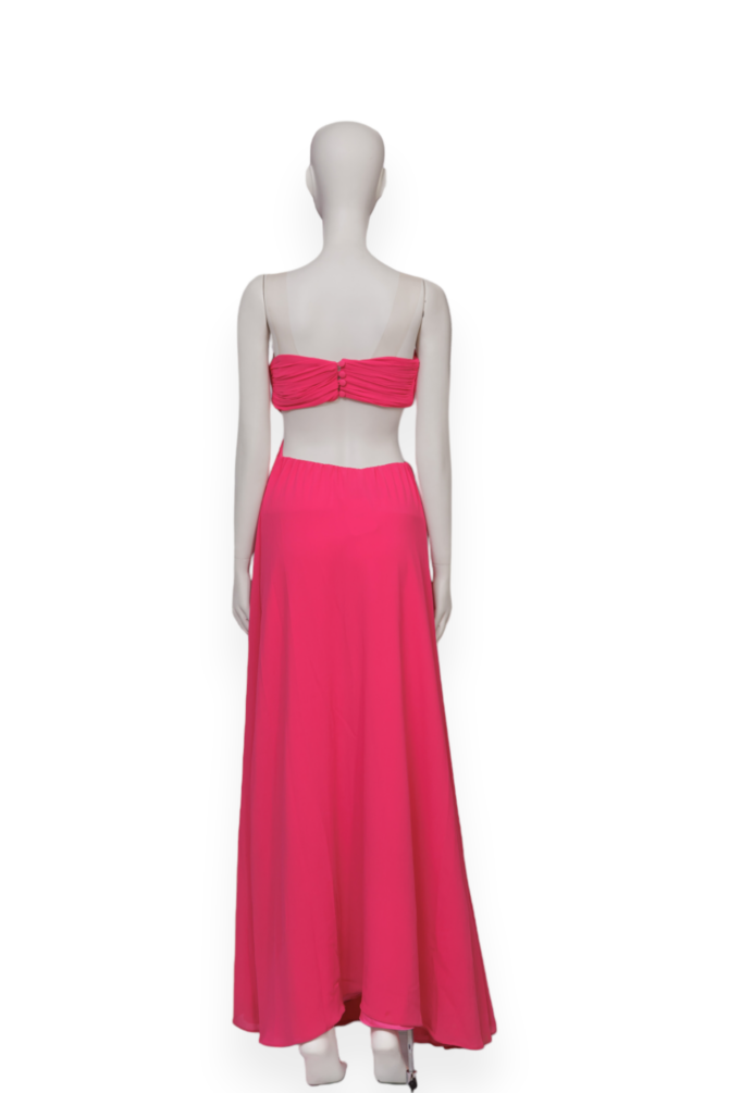 Vestido de fiesta straples fucsia