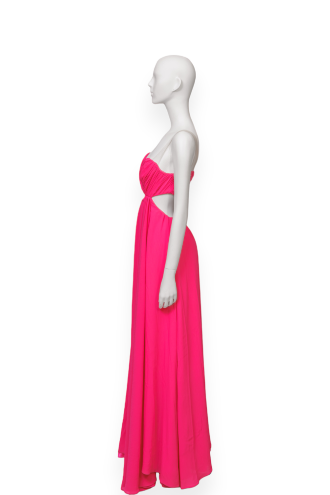 Vestido de fiesta straples fucsia