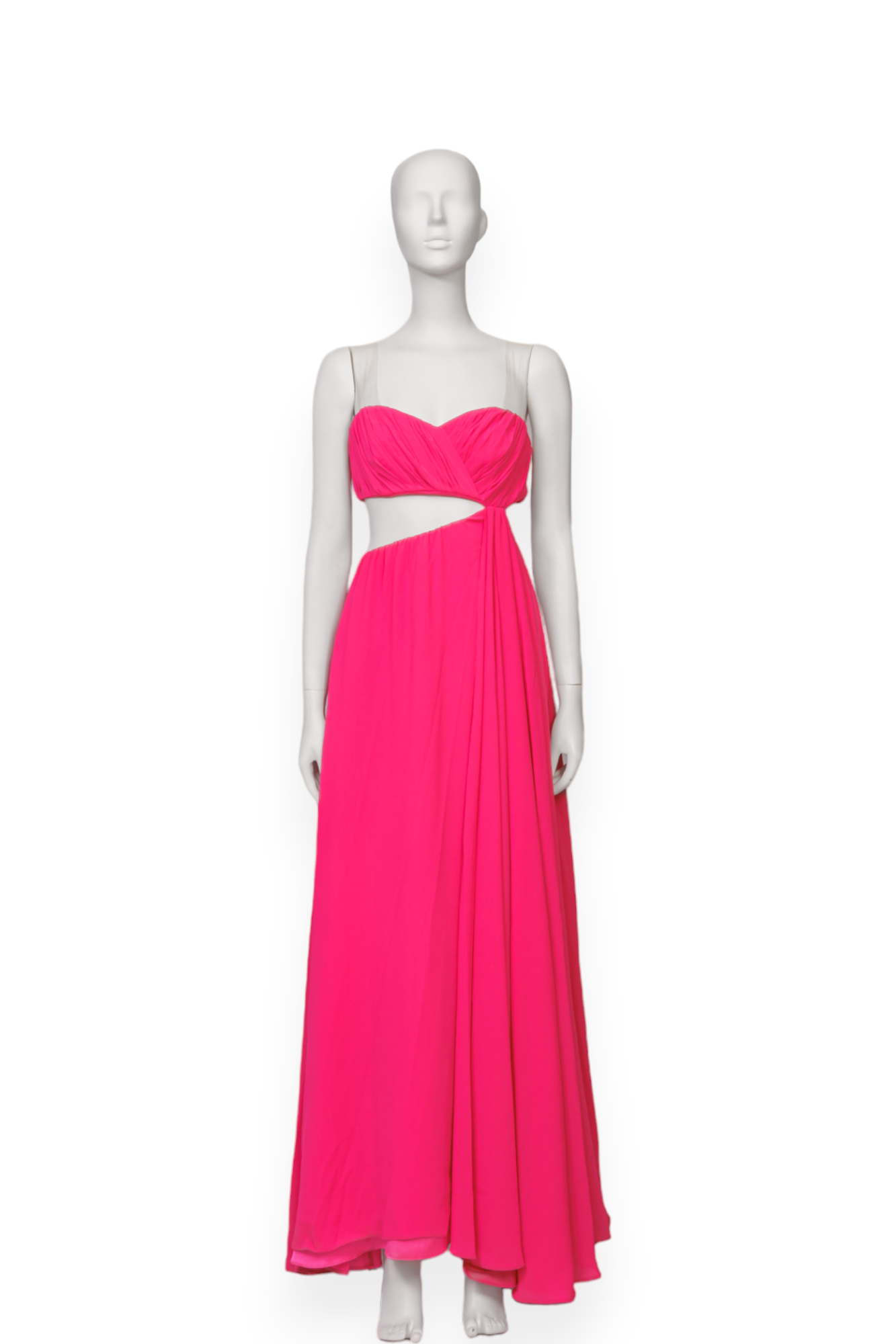 Vestido de fiesta straples fucsia