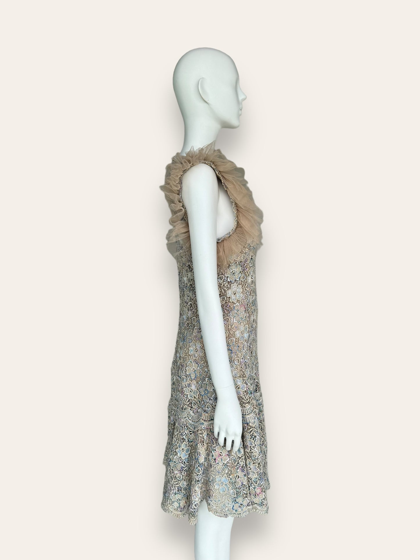 Vestido midi mangas de tul