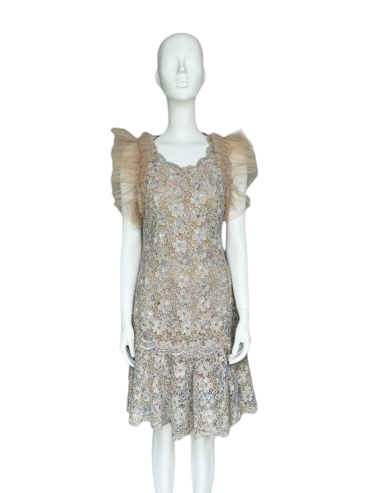 Vestido midi mangas de tul