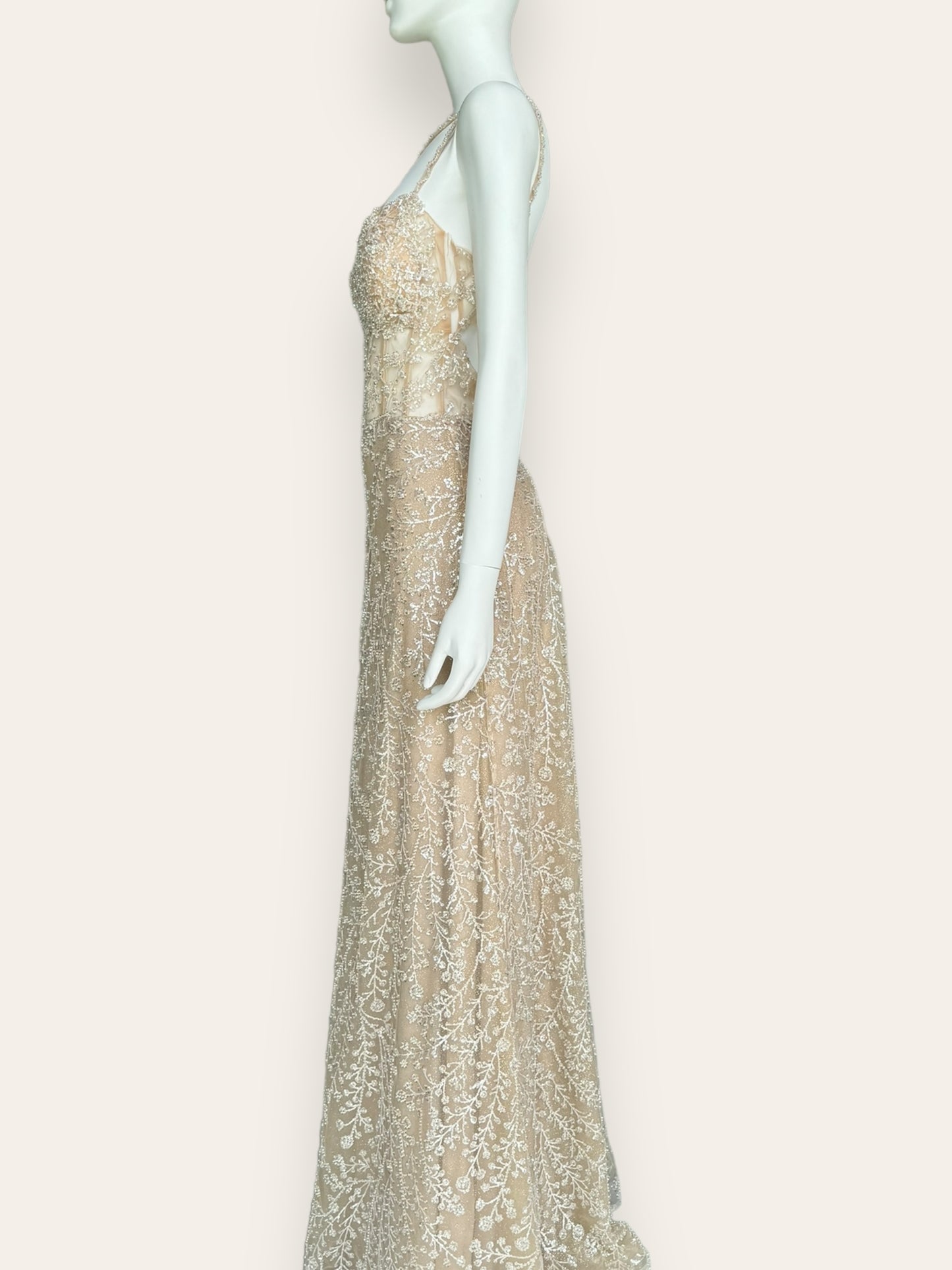 Vestido de fiesta recamado