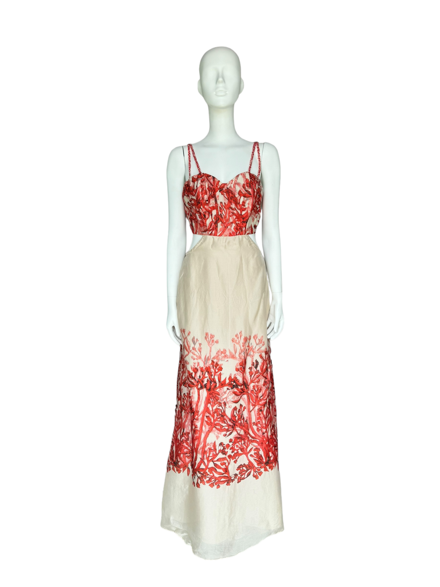 Vestido largo flores rojas