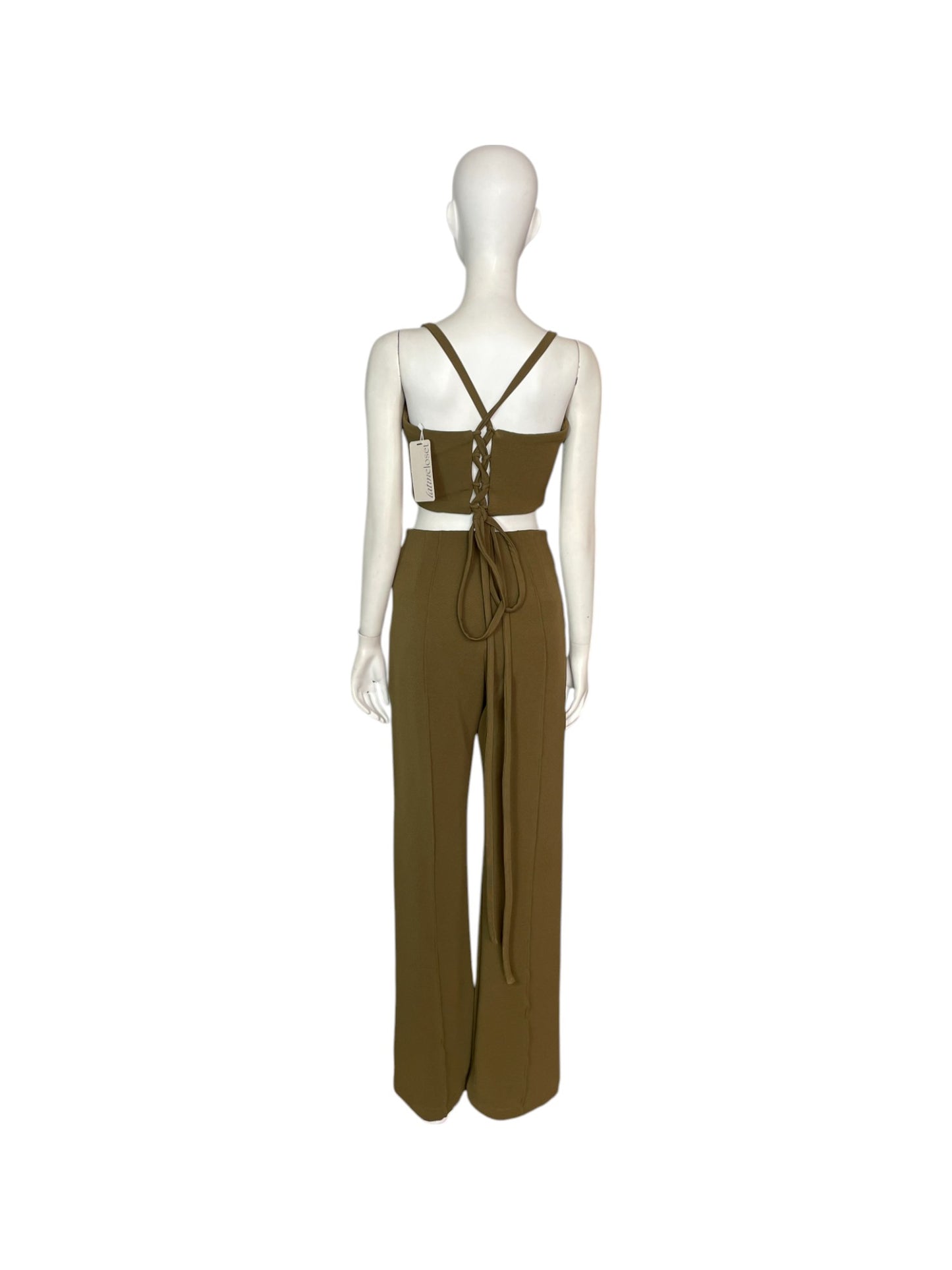 set pantalon y top verde militar