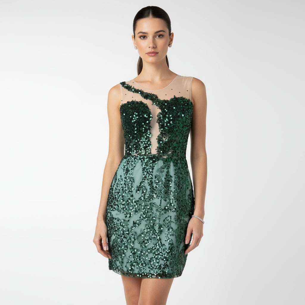 Vestido verde escote