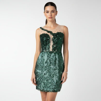 Vestido verde escote