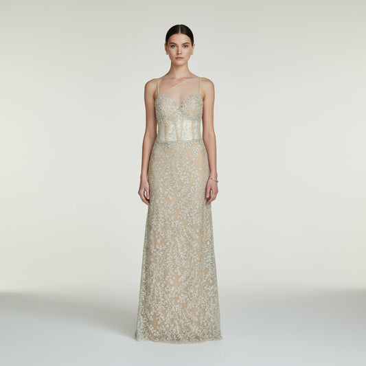 Vestido de fiesta recamado