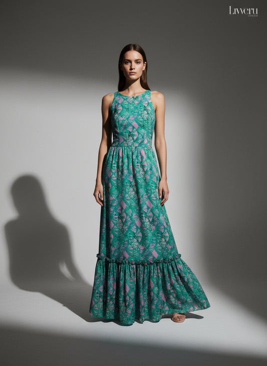 maxi vestido azul acuarela