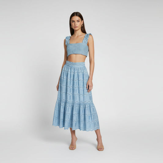 Set falda y top baby blue