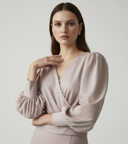 blusa con brillos manga larga