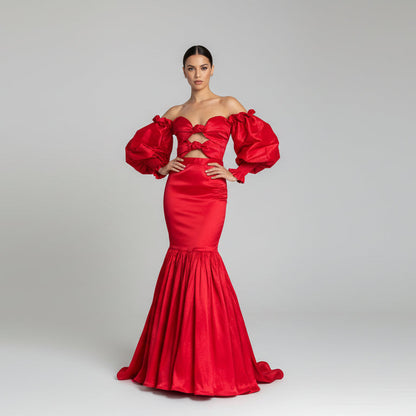 Set falda y top sirena rojo