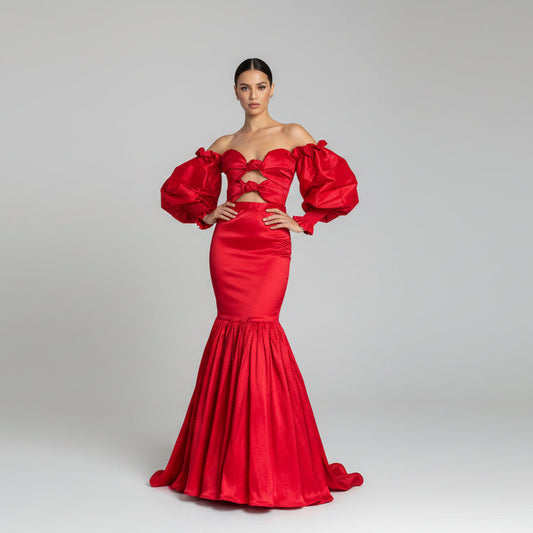 Set falda y top sirena rojo