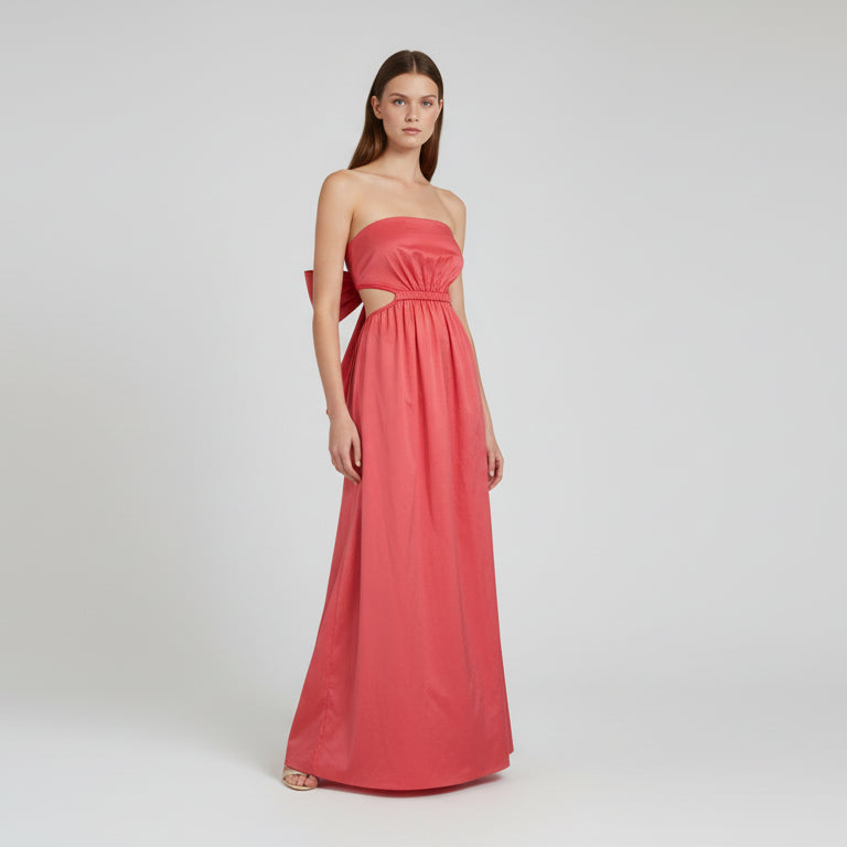 Vestido maxi salmón