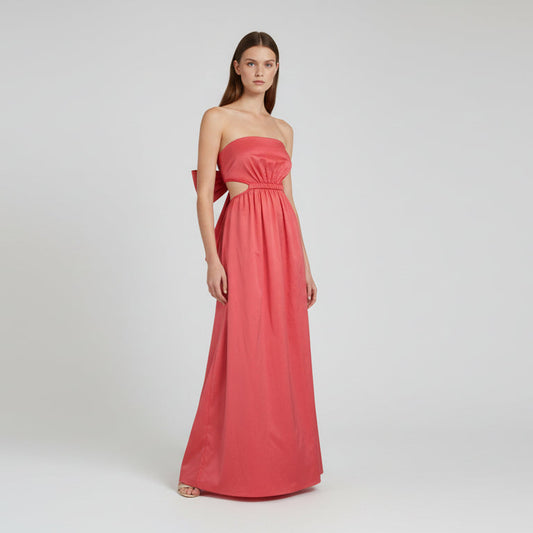 Vestido maxi salmón