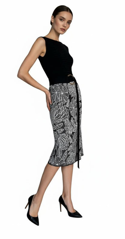 Ribbed top, falda y cinturon